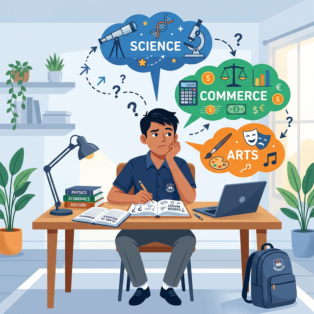 student confused about choosing stream after class 10 science commerce arts